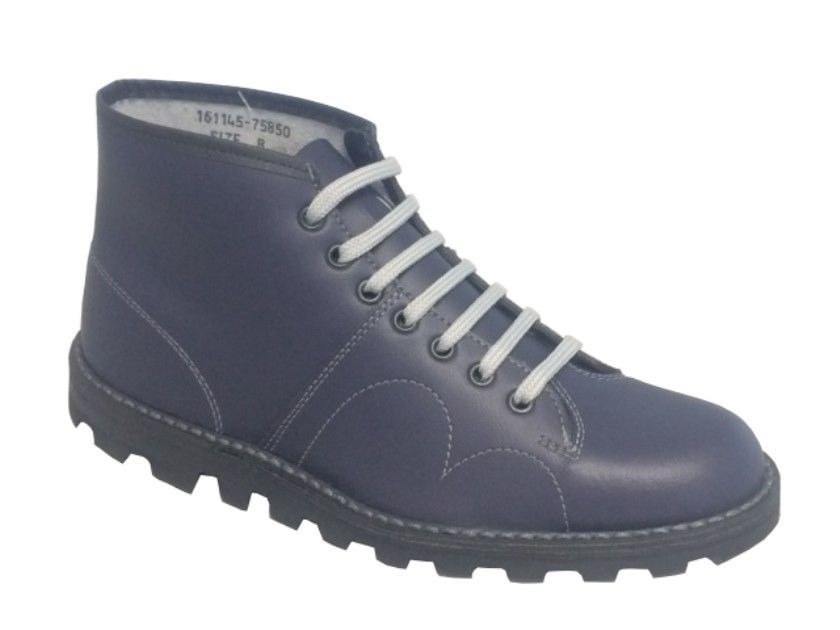 Grafters Navy Leather Monkey Boots