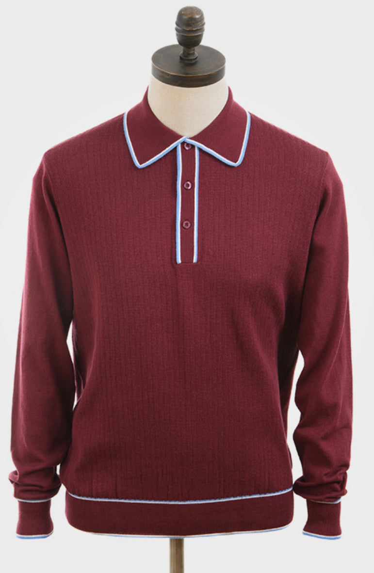 Art Gallery Clothing Isley Wine tipped Knitted Polo