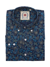 Load image into Gallery viewer, Relco long sleeve Blue Floral Paisley shirt
