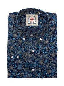 Relco long sleeve Blue Floral Paisley shirt