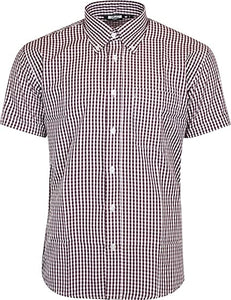Relco Burgundy Gingham Short Sleeve Shirt