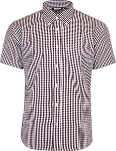 Relco Burgundy Gingham Short Sleeve Shirt