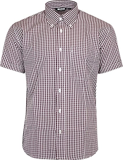 Relco Burgundy Gingham Short Sleeve Shirt