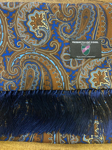 Rebirth of Cool 100% Silk Paisley scarf - Navy and Chocolate Brown