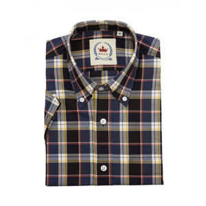 Relco Black Blue and Red Check Short Sleeve Shirt