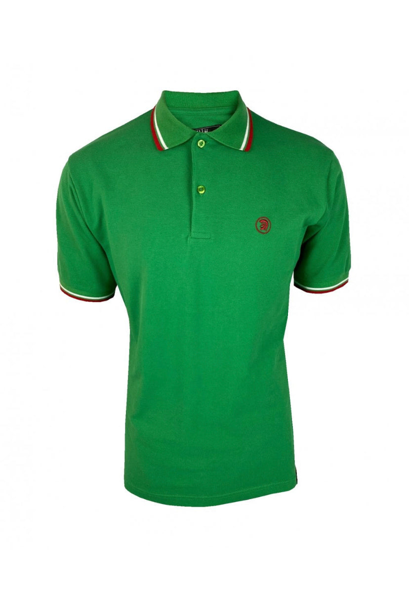 Trojan green twin-tipped pique polo