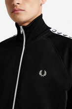 Load image into Gallery viewer, Fred Perry Black Taped Track Jacket
