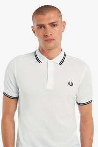 Fred Perry Polo Snow White With Black Twin Tipping