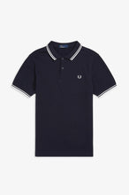 Load image into Gallery viewer, Fred Perry Navy Polo with White Twin Tipping
