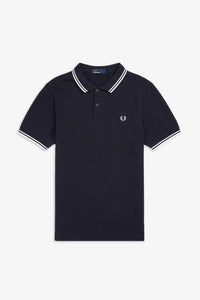 Fred Perry Navy Polo with White Twin Tipping