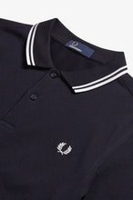 Load image into Gallery viewer, Fred Perry Navy Polo with White Twin Tipping
