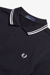 Fred Perry Navy Polo with White Twin Tipping