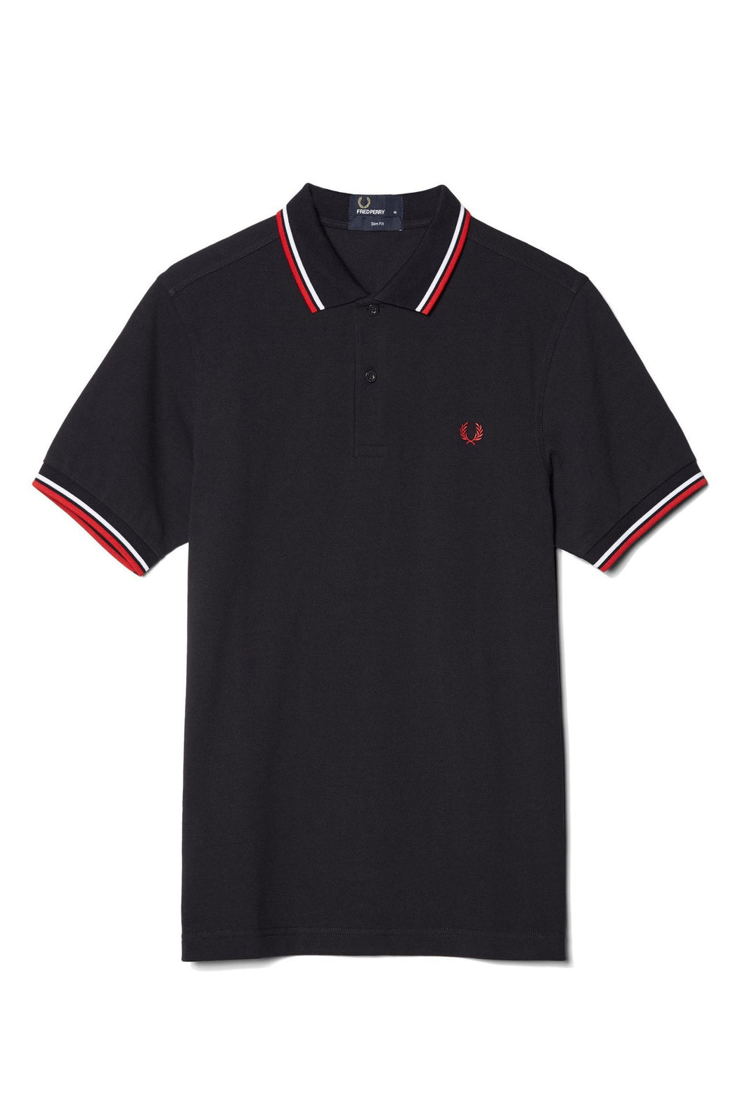 Fred Perry Navy Polo with Red & White Twin Tipping