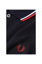 Load image into Gallery viewer, Fred Perry Navy Polo with Red &amp; White Twin Tipping
