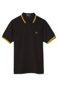 Fred Perry Black Polo with Yellow Twin Tipping