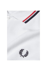 Fred Perry White Polo with Red & Navy Twin Tipping