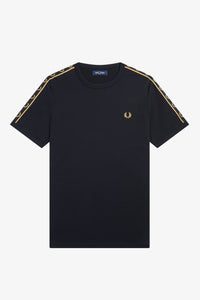 Fred Perry Black and Gold Taped Ringer T-Shirt