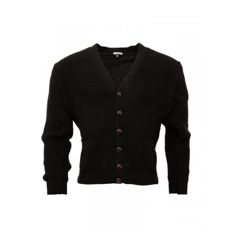Relco Waffle Knit Cardigan Black