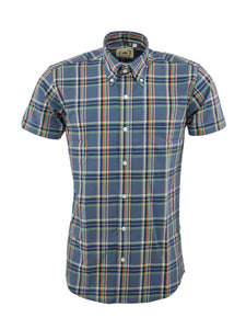 Relco Blue/Green Check Short Sleeve Shirt
