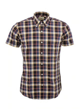 Load image into Gallery viewer, Relco Black Blue and Red Check Short Sleeve Shirt
