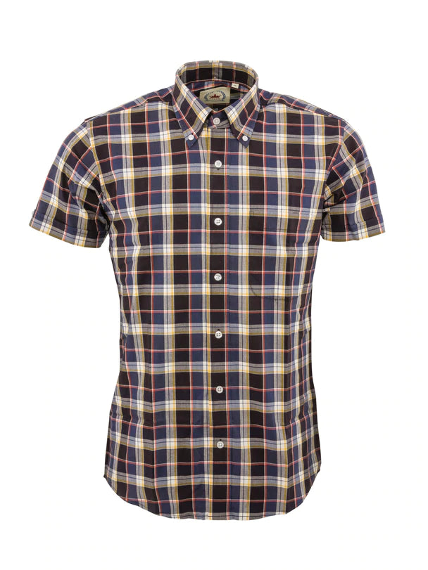 Relco Black Blue and Red Check Short Sleeve Shirt