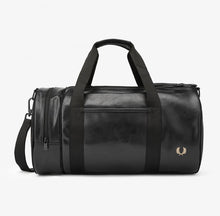 Load image into Gallery viewer, Fred Perry Black &amp; Gold Barrel Bag
