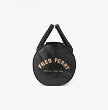 Load image into Gallery viewer, Fred Perry Black &amp; Gold Barrel Bag
