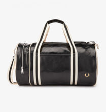 Load image into Gallery viewer, Fred Perry Black/Ecru Barrel Bag
