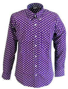 Relco Purple Polka Dot Long Sleeve Shirt